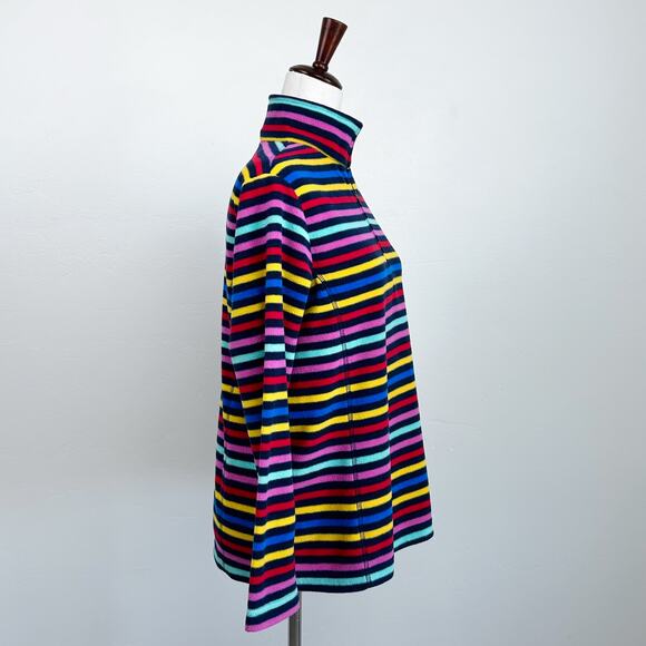 Lands' End Colorful Stripe Fleece Quarter-Zip Pullover - Picture 5 of 8